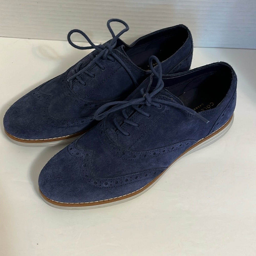 Cole Haan Grand.OS shoes woman’s 6.5 wingtoe blue oxford lace up tie suede upper